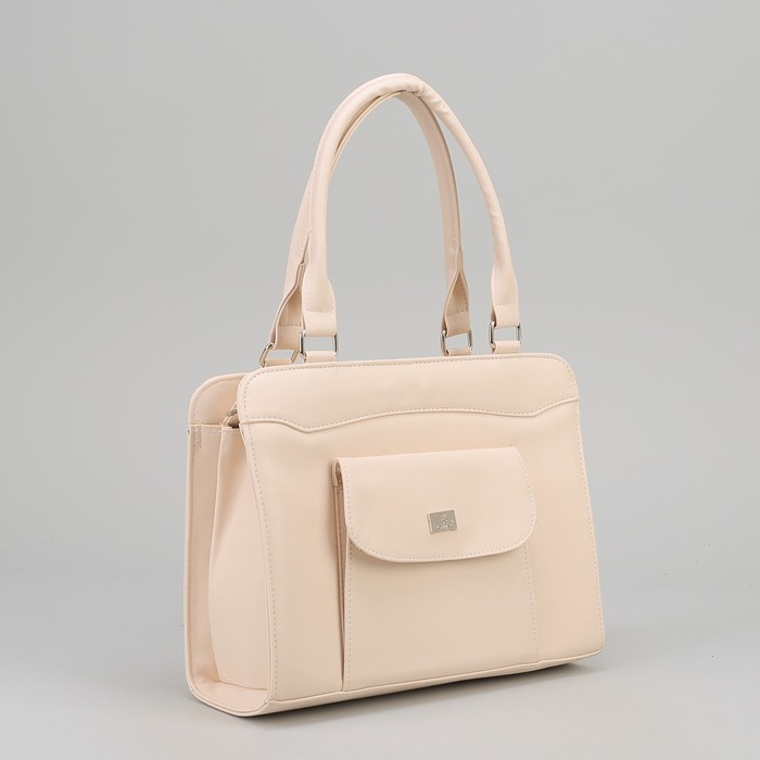 Сумка женская на молнии, 2 отдела, 1 наружный карман, цвет белый