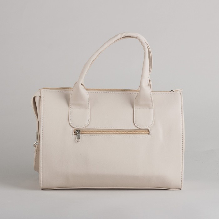 Сумка женская на молнии, 1 отдел, 1 наружный карман, белая