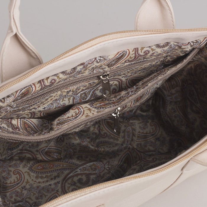 Сумка женская на молнии, 1 отдел, 1 наружный карман, белая