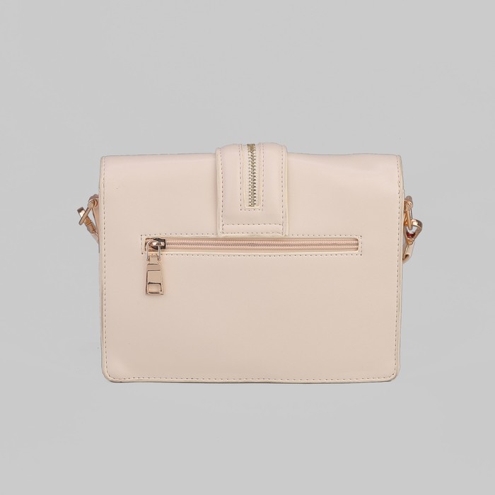 Сумка женская, 1 отдел с перегородкой, длинный ремень, молочный