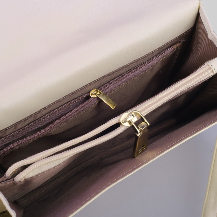 Сумка женская, 1 отдел с перегородкой, длинный ремень, молочный