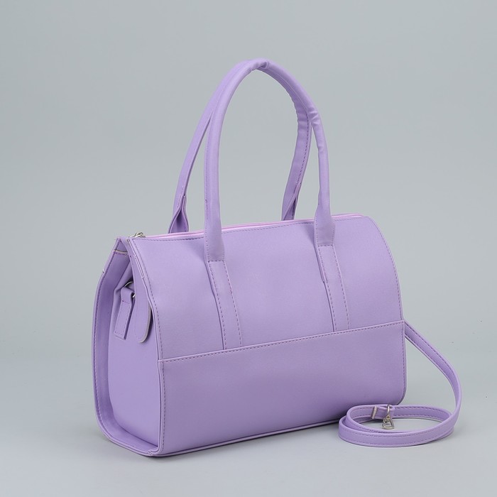 Сумка женская на молнии, 1 отдел, длинный ремень, цвет сиреневый