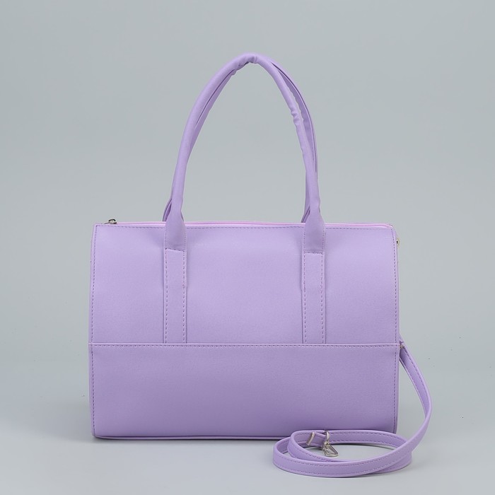 Сумка женская на молнии, 1 отдел, длинный ремень, цвет сиреневый