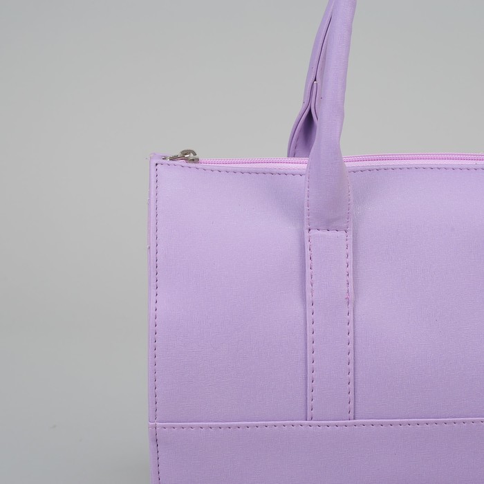 Сумка женская на молнии, 1 отдел, длинный ремень, цвет сиреневый