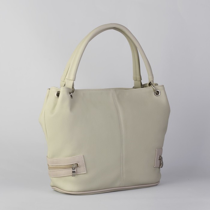 Сумка женская на молнии, 2 отдела, 1 наружный карман, белая