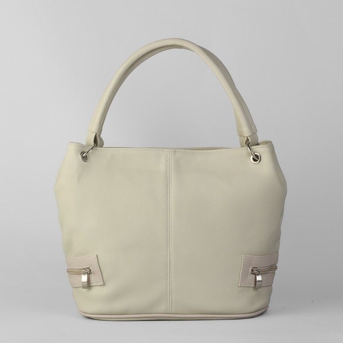 Сумка женская на молнии, 2 отдела, 1 наружный карман, белая