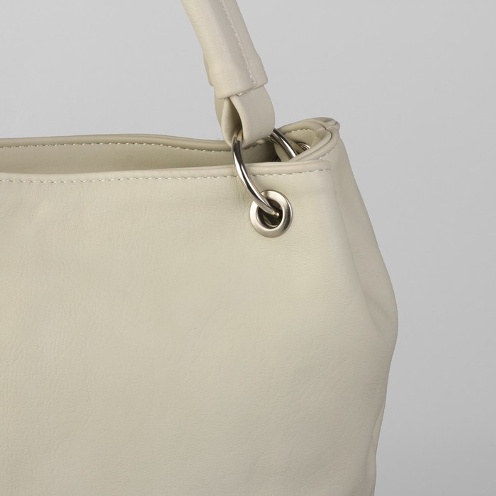 Сумка женская на молнии, 2 отдела, 1 наружный карман, белая