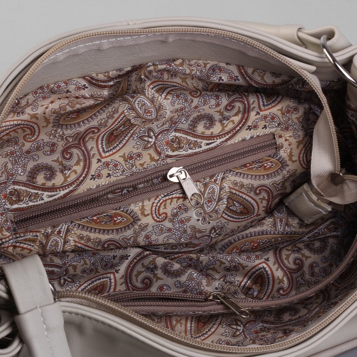 Сумка женская на молнии, 2 отдела, 1 наружный карман, белая