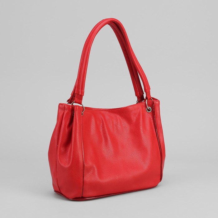 Сумка женская на молнии, 1 отдел, 1 наружный карман, красная