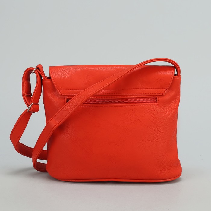 Сумка женская на молнии, 1 отдел, 2 наружных кармана, длинный ремень, цвет коралловый