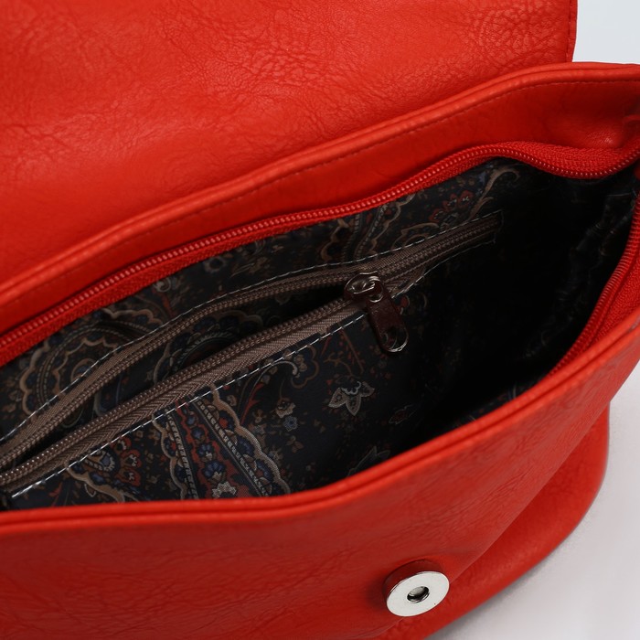 Сумка женская на молнии, 1 отдел, 2 наружных кармана, длинный ремень, цвет коралловый