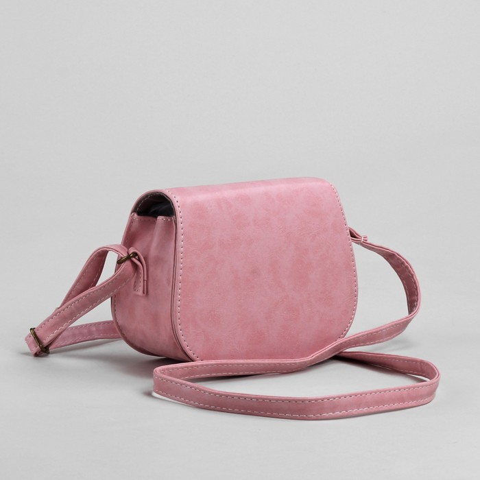 Сумка женская на клапане, 1 отдел, длинный ремень, розовый