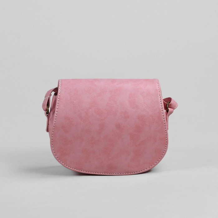 Сумка женская на клапане, 1 отдел, длинный ремень, розовый