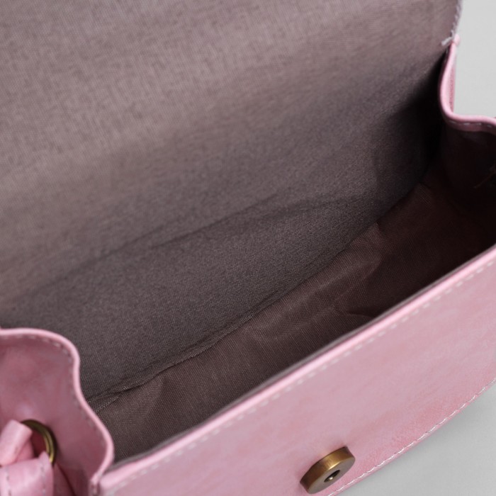 Сумка женская на клапане, 1 отдел, длинный ремень, розовый