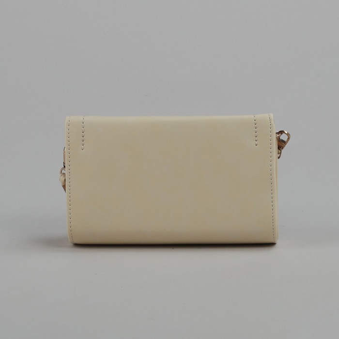 Сумка женская на клапане, 1 отдел с перегородкой, длинный ремень, цвет бежевый