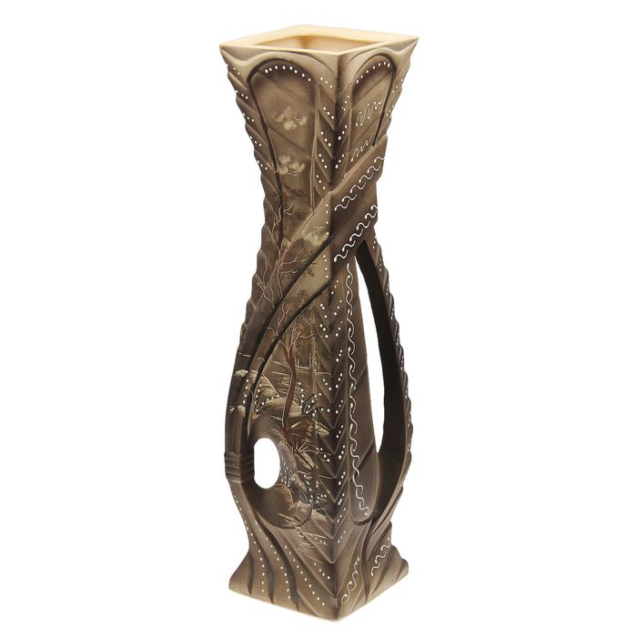 Ваза напольная "Аиша" жемчуг, птицы, микс