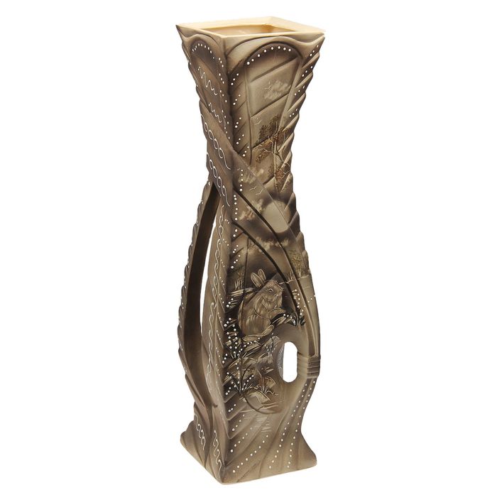 Ваза напольная "Аиша" жемчуг, птицы, микс