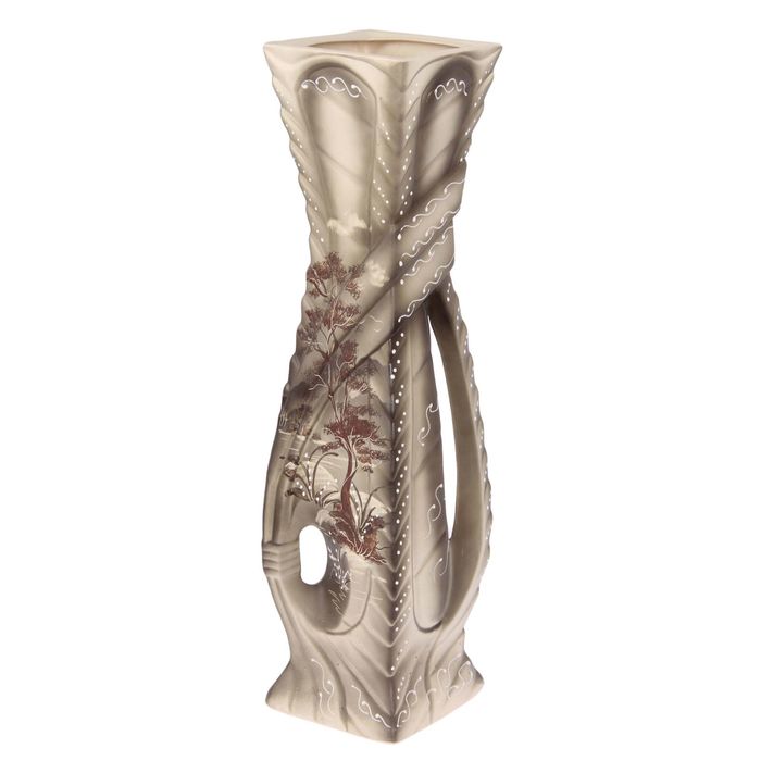 Ваза напольная "Аиша" жемчуг, птицы, микс