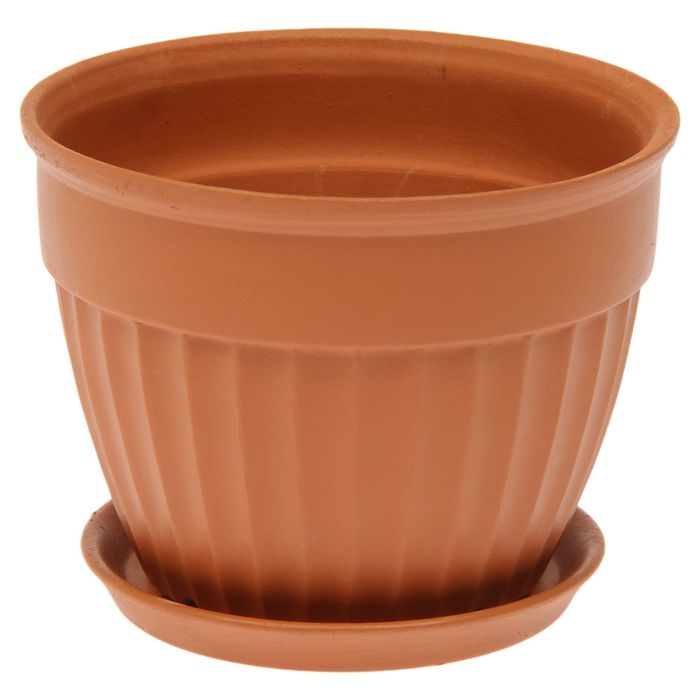 Кашпо "Ромашка" красная глина, 0,5 л