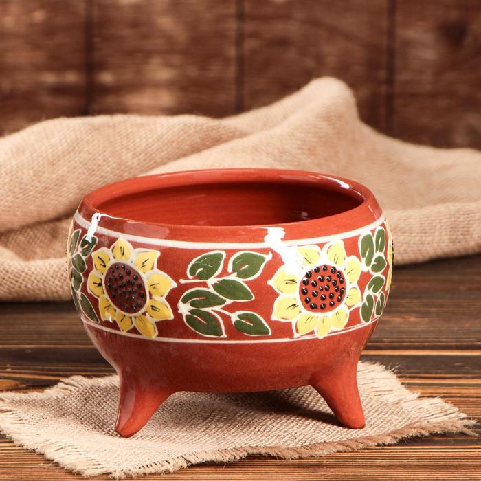 Бульонница на ножках "Цветочный узор" 1,2 л, микс