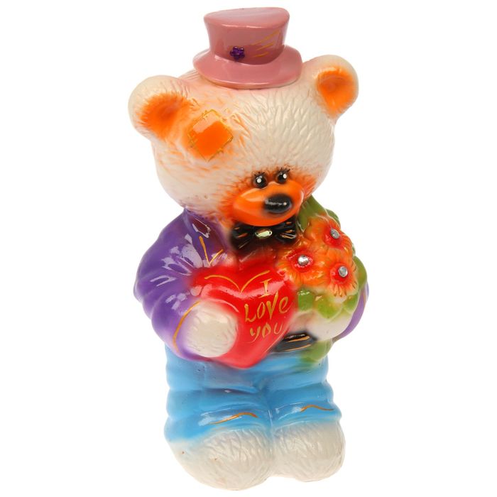 Копилка "Мишка с сердцем", глянец, микс