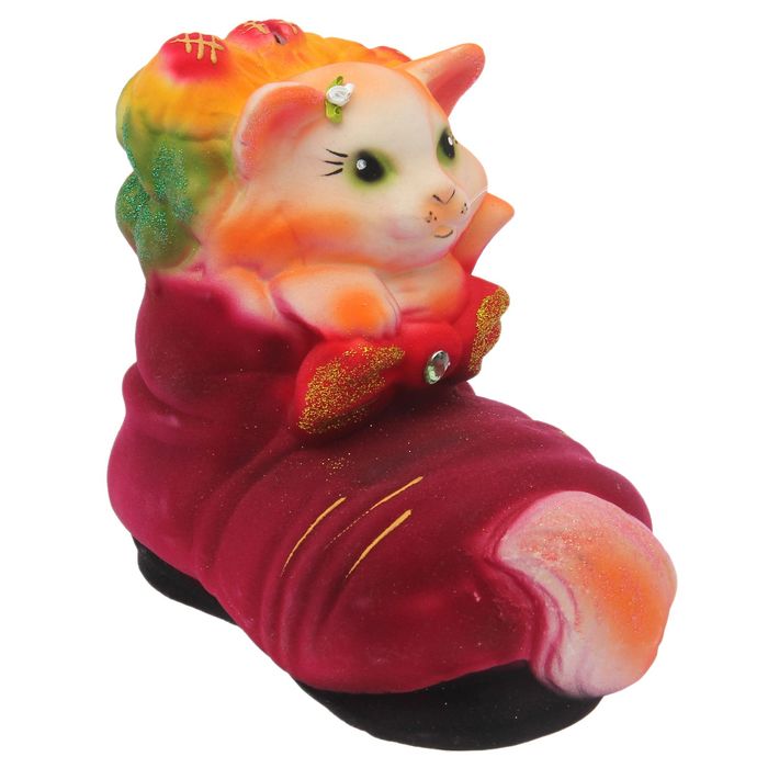 Копилка "рыжая котик в башмаке" флок