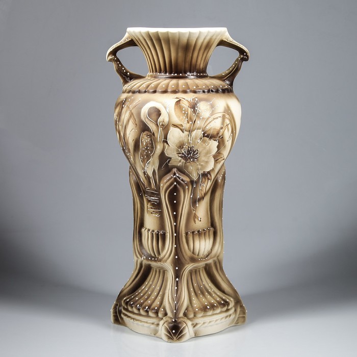 Ваза напольная "Аиша" жемчуг, птицы