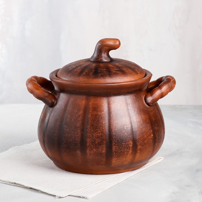 

Горшок духовой с крышкой "Тыква", красная глина, 2.5 л