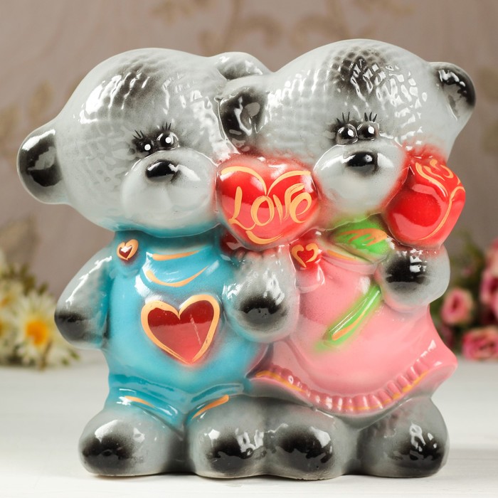 Копилка "Мишки пара" глянец белая