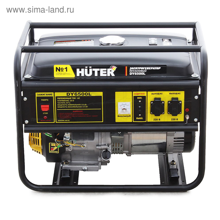 Генератор Huter DY6500L, бензиновый, 5/5.5 кВт, 22 л, 220 В, ручной старт цена и фото