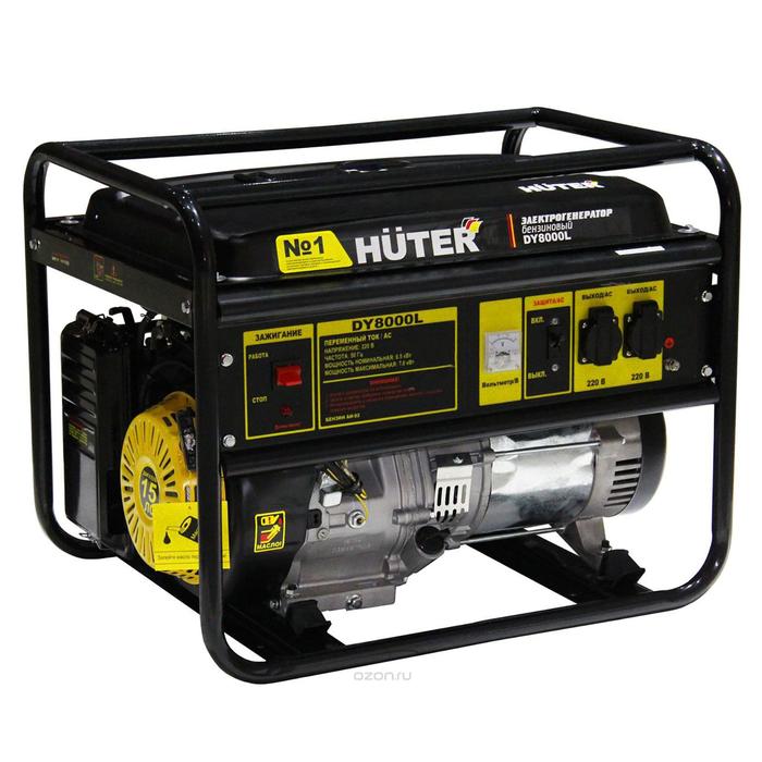 Электрогенератор Huter DY8000L, 6.5/7 кВт, 25 л, 220/12 В, ручной старт цена и фото