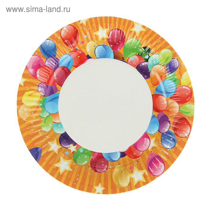 Тарелка одноразовая с ламинацией Шары картон, 18 см тарелка бумажная шары с ламинацией 23 см