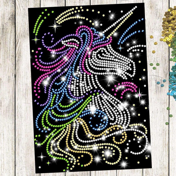 Аппликация пайетками "Единорог", 30 х 45 см