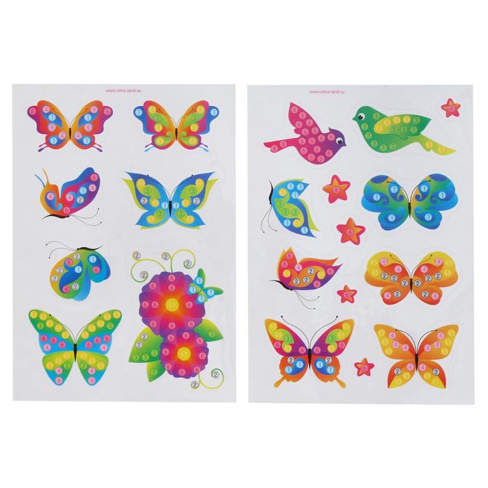 Аппликация-наклейка "Бабочки" 2 листа + стразы
