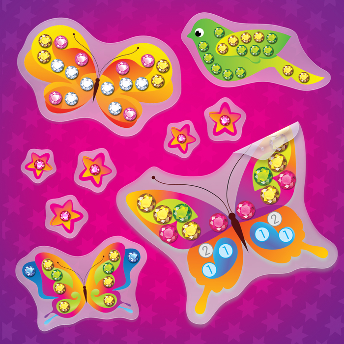 Аппликация-наклейка "Бабочки" 2 листа + стразы