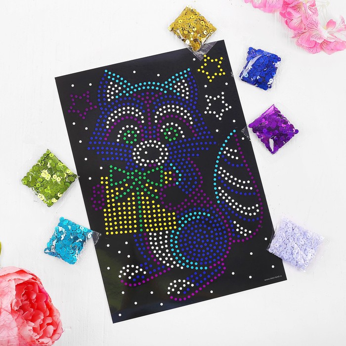 Аппликация пайетками с клеевым слоем "Енот"