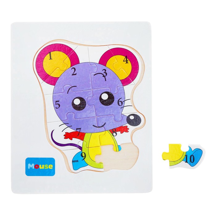 Пазл малый учимся считать "Мышонок", 10 элементов