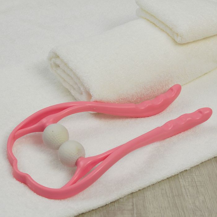 Массажёр для шеи, 2 шарика, цвет белый/розовый