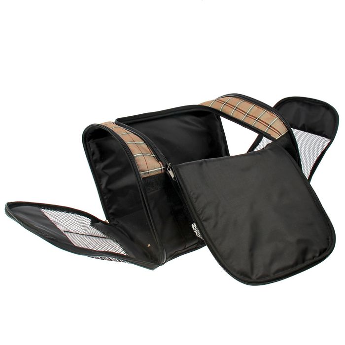 Сумка-переноска с сеткой, люком и карманом, малая,микс цветов 44 х 23 х 29 см