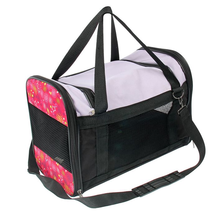 Сумка-переноска с сеткой, люком и карманом, малая,микс цветов 44 х 23 х 29 см