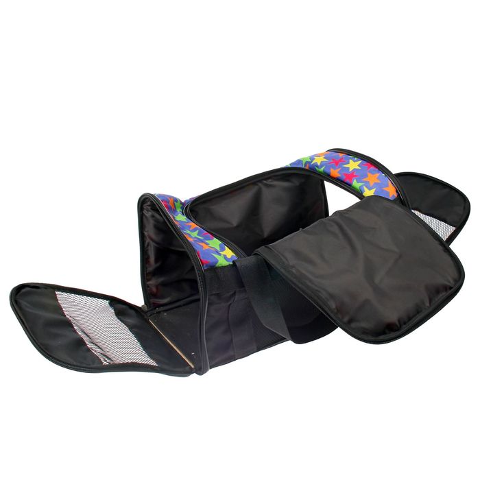 Сумка-переноска с сеткой, люком и карманом, большая, 46 х 25 х 39 см МИКС