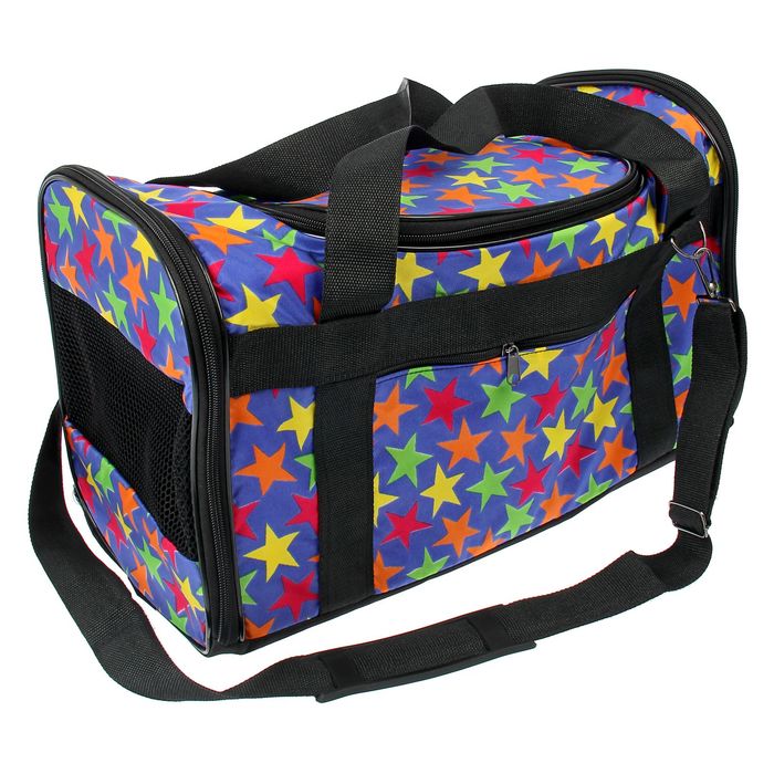 Сумка-переноска с сеткой, люком и карманом, большая, 46 х 25 х 39 см МИКС