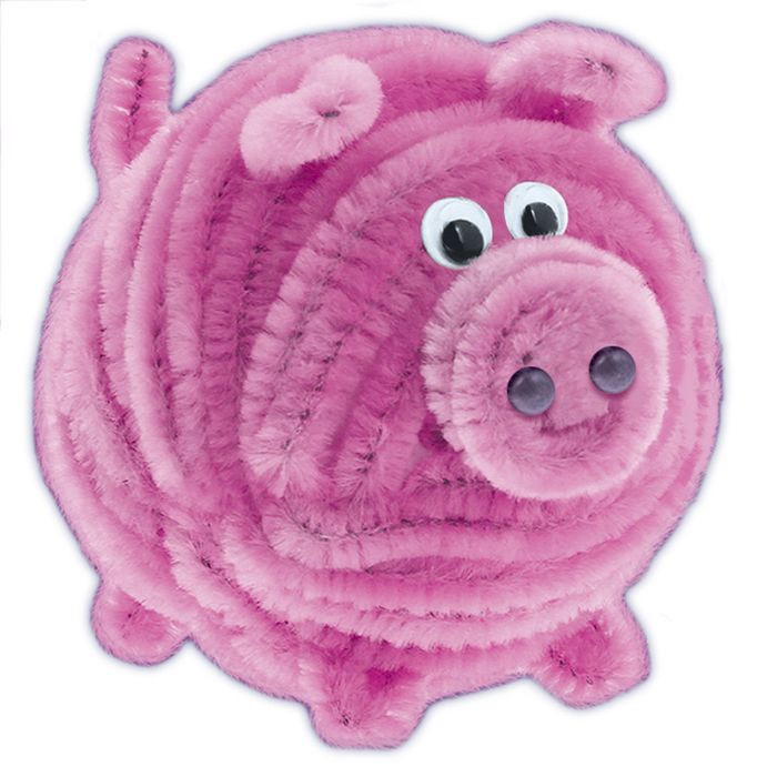 Игрушка из меховых палочек "Пушистик Пигги"