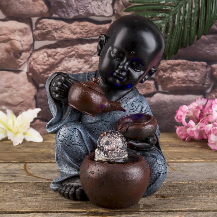 Фонтан настольный "Маленький Будда с чайником" 34х21х20 см