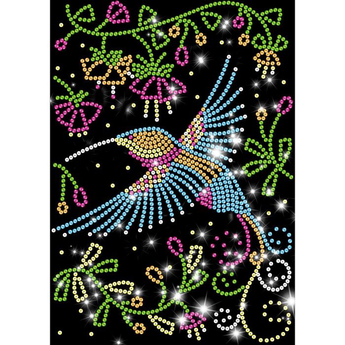 Аппликация пайетками с клеевым слоем "Колибри"