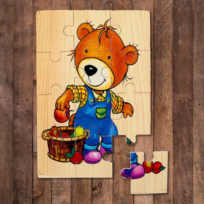 Пазл "Мишка", 12 элементов, МИКС