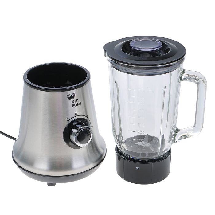 Блендер Kitfort KT-1307, 450 Вт, чаша 1 л, 2 скорости, серебристый