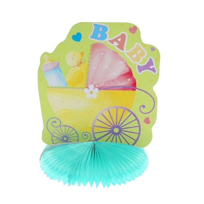 Украшение для стола "Колясочка", цвет голубой