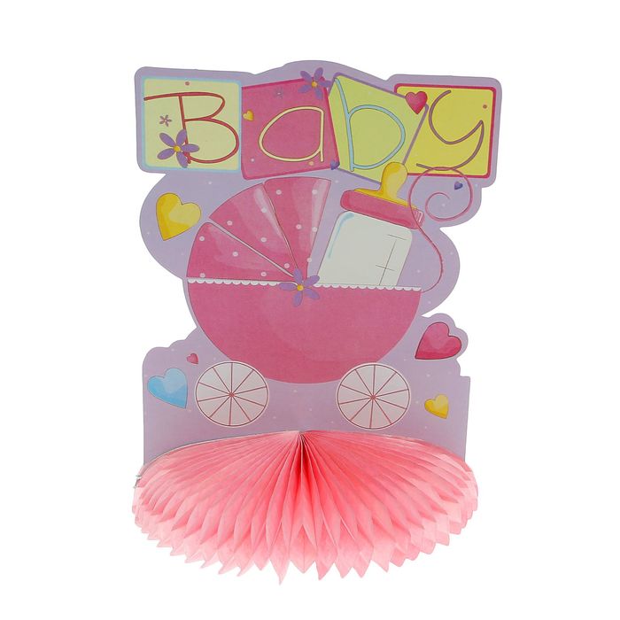Украшение для стола "Колясочка", цвет розовый