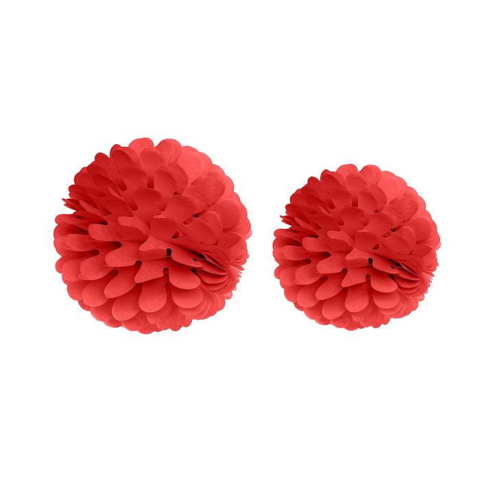 Подвески бумажные "Одуванчик", набор 2 шт., цвет красный, d=30 см + 25 см